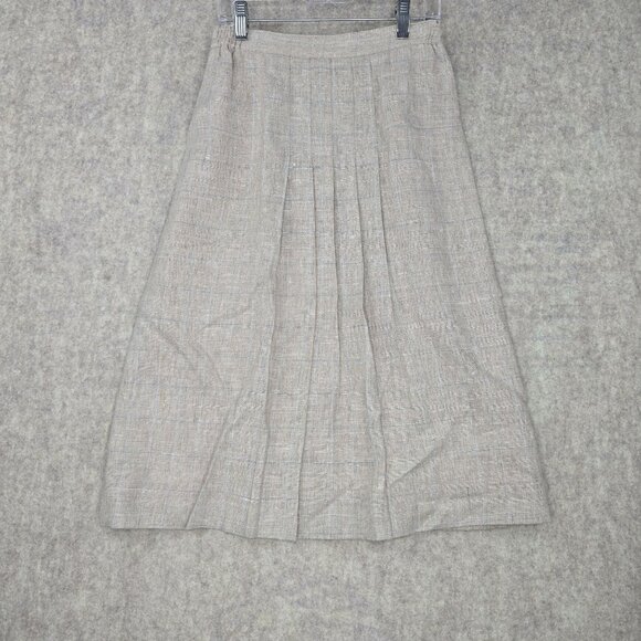 Linen Blend Beige Plaid Womens Two-Piece Blazer & Dress Suit Lined Size 4 - Picture 11 of 16